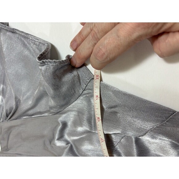 Ghost BHLDN Phoebe Wrap Maxi Dress Silver Grey Small Ruffled Hem Midaxi 2 of 2 - Picture 8 of 12